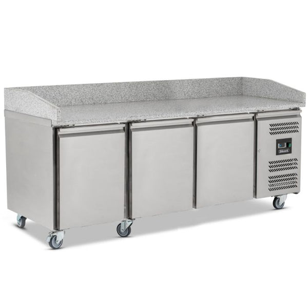 BLIZZARD Triple Hinged Door Pizza Prep Counter with Granite Worktop