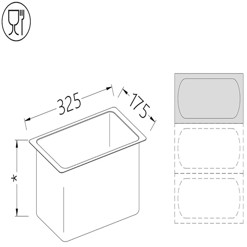 Diamond B/GN1/3-40 Gastronorm Tub 1/3 H40 Mm