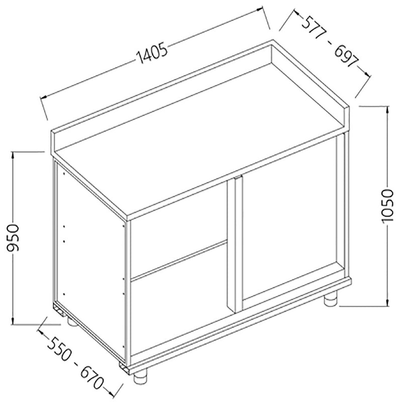 Diamond LL90DX Back Cabinet Angular Right Neutral - With Service Tablet