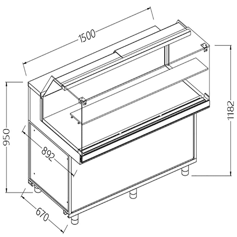 Diamond NB15X Neutral Snack Display Counters_Low Glass