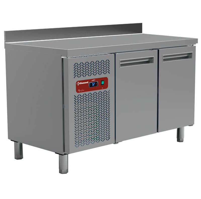 Diamond MR2/R2-BA 2 Door Stainless Steel Refrigerated Counter with Splashback, 260 Litres