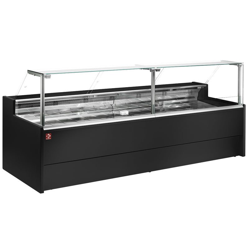 Diamond VZ20/B5-VR2 Flat Glass Black Refrigerated Serveover Counter, 2000mm