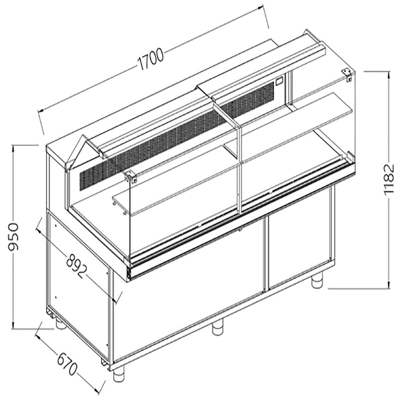 Diamond PB17X Display Counter Neutral X Bakery En & Gn, Low Glass