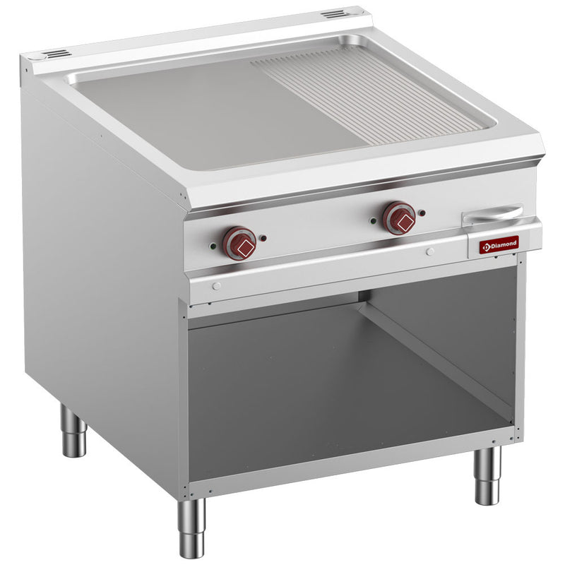 Diamond E9/PMA8-N Elec Fry Top 2/3 Smooth & 1/3 Grooved, Mod 1/1, Open Cupboard