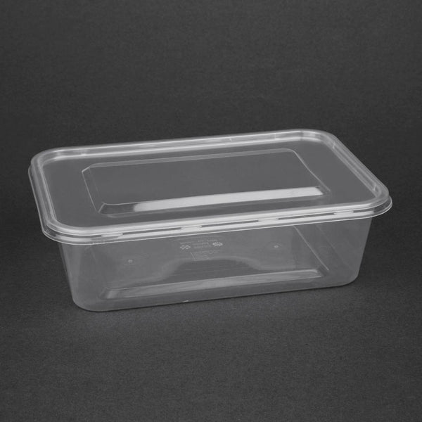 Fiesta Recyclable Plastic Microwavable Containers with Lid Medium 650ml (250 Pack)