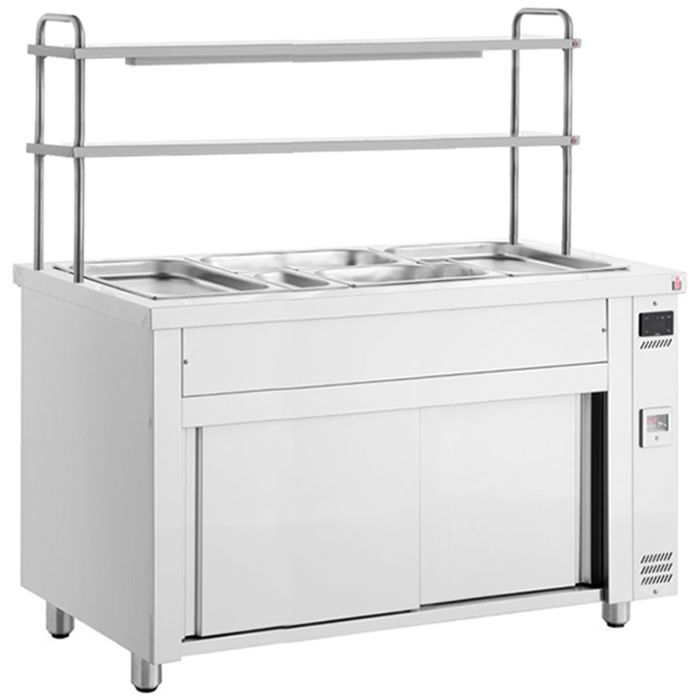 INOMAK 1800mm Wet Well Bain Marie With Ambient Cupboard & Double