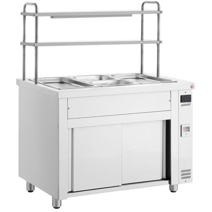 INOMAK 1100mm Wet Well Bain Marie With Hot Cupboard & Double Gantry