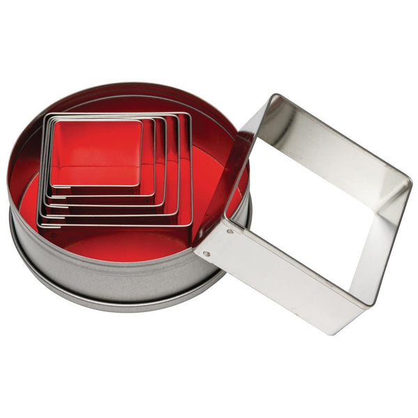 Vogue Square Plain Pastry Cutter Set (6 Pack)