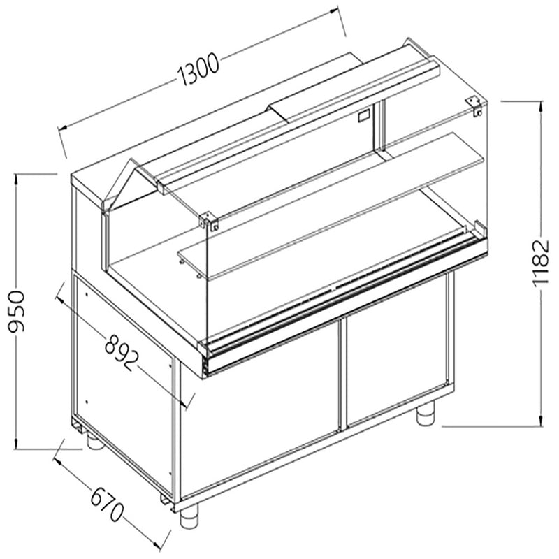 Diamond CB13X Refrigerated Patisserie Display Counter, 1300mm
