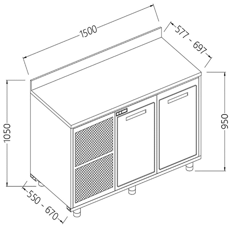 Diamond NLES15X Neutral Rear Cabinet, With Backsplash