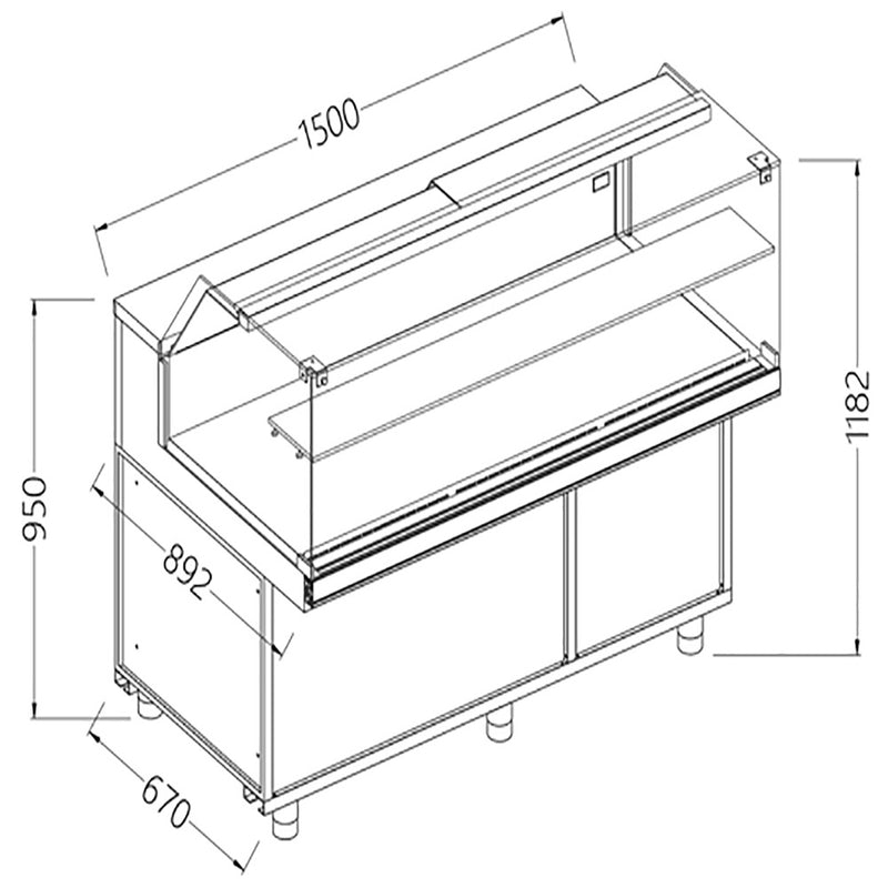Diamond CB15X Refrigerated Patisserie Display Counter, 1500mm