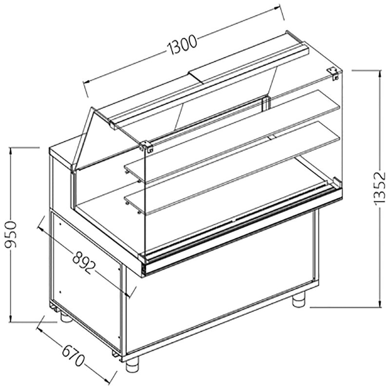 Diamond NA13X Neutral Snack Display Counters_High Glass