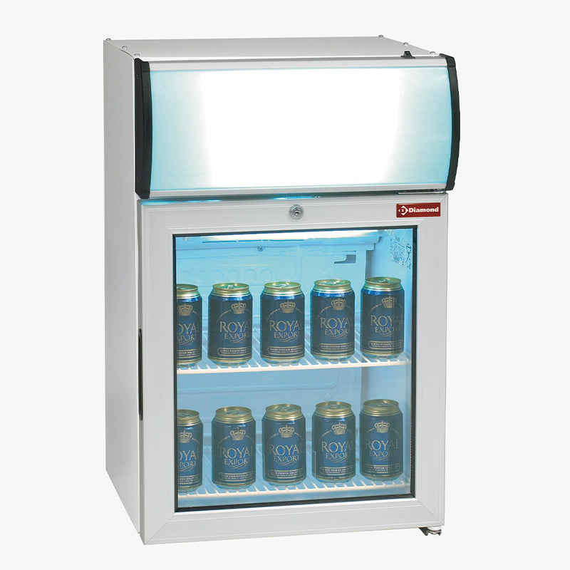Diamond TOP50PC/T-LIQ Glass Single Door Countertop Display Fridge, 60 Litres