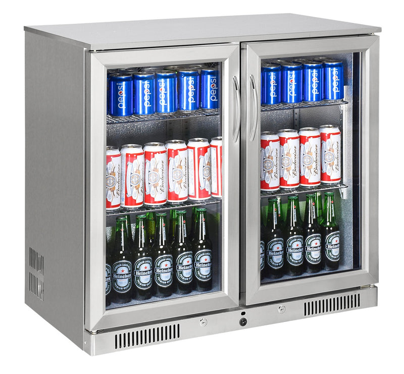 Sterling Pro Green SP2HC-STS Double Door Stainless Steel Bottle Cooler, 180 x 330ml Bottles