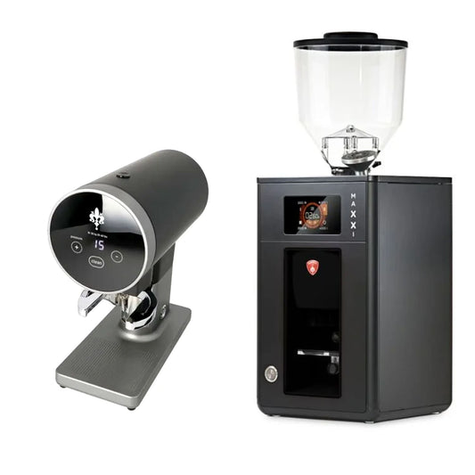 Eureka Grinder Package – Maxxi (85mm Burr) With Disko Auto Tamper (Black)