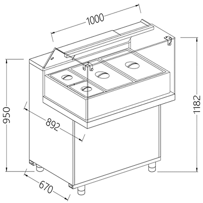 Diamond MB10X Refrigerated Bain Marie Display Counter, 1000mm