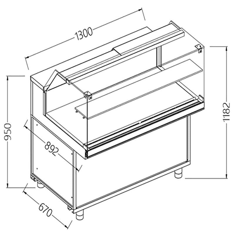 Diamond NB13X Neutral Snack Display Counters_Low Glass