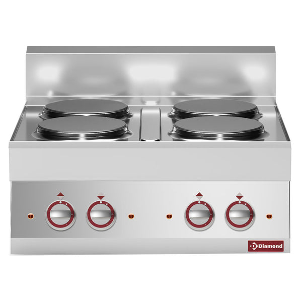 Diamond E65/4P7T-N 4 Rounded Hobs Countertop Electric Range Cooker, 10.4kW