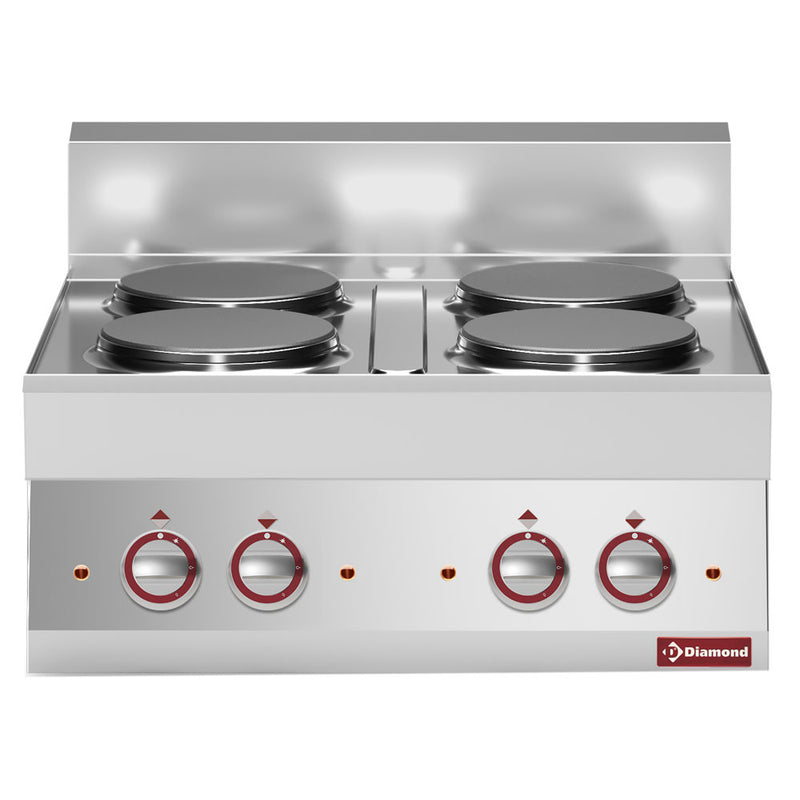 Diamond E65/4P7T-N 4 Rounded Hobs Countertop Electric Range Cooker, 10.4kW