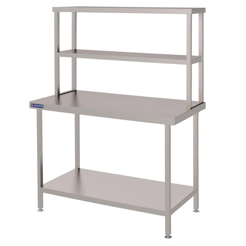 Vogue Stainless Steel Wall Work Table Welded with Double Gantry 1500mm