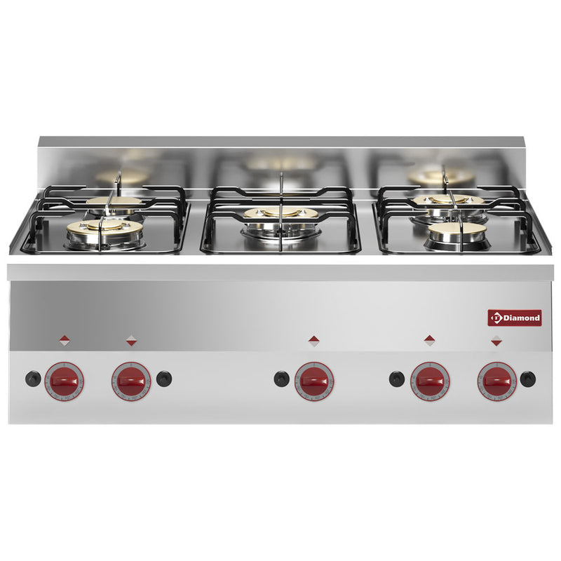 Diamond G60/5F9T-N 5 Burner Countertop Gas Range Cooker