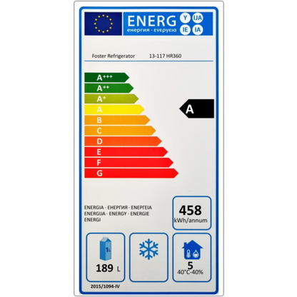 Foster Double Door Undercounter Cabinet Refrigerator, 360 Litres