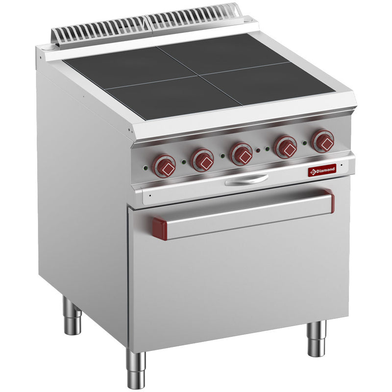 Diamond E7/4SPF7-N 4 Squared Hobs Freestanding Electric Range Cooker on Electric Oven, 15.3kW