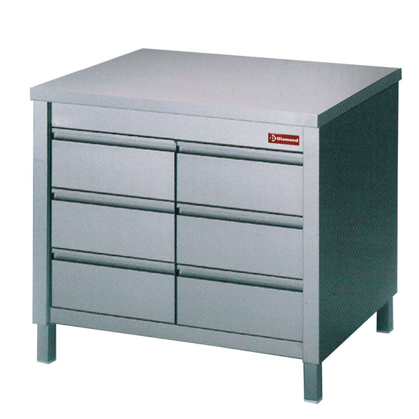 Diamond TACS107/B Table On Cupboard With 6 Drawers Gn1/1