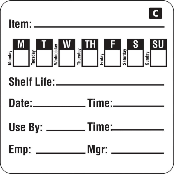 Hygiplas Freezable Day of the Week Labels (500 Pack)