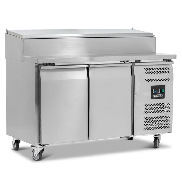 BLIZZARD Double Door Refrigerated Prep Counter With Raised Collar