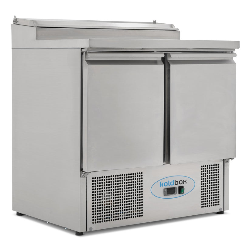 KOLDBOX Compact Double Door Refrigerated Prep Counter With Raised Collar