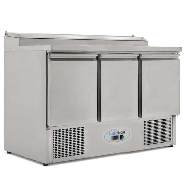 KOLDBOX Compact Triple Door Refrigerated Prep Counter With Raised Collar