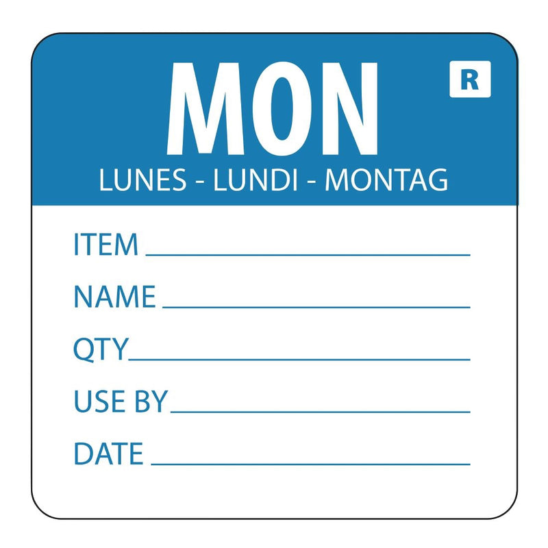Hygiplas Removable Day of the Week Labels Monday (500 Pack)
