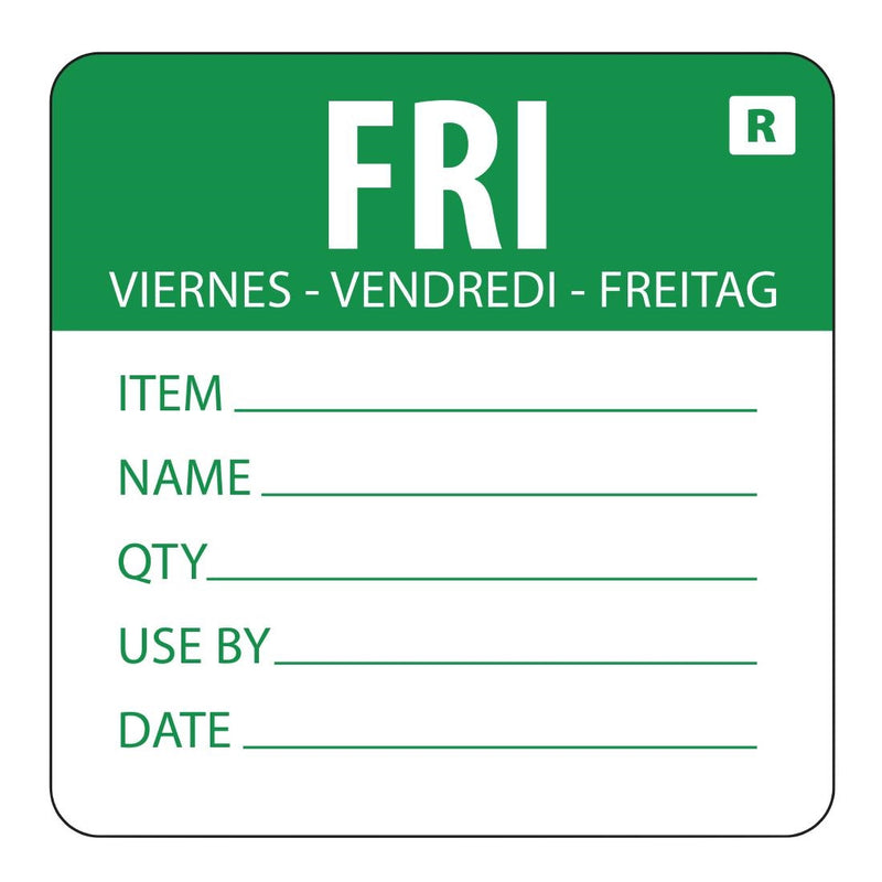 Hygiplas Removable Day of the Week Labels Friday (500 Pack)