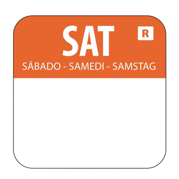 Hygiplas Removable Colour Coded Food Labels Saturday (1000 Pack)