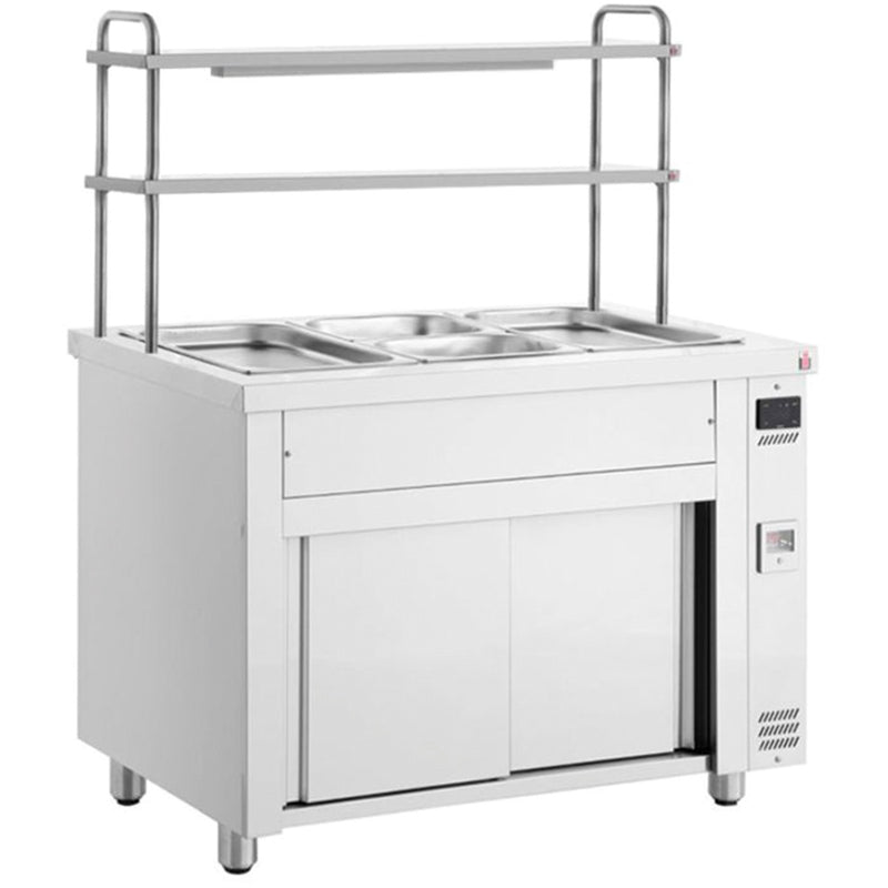 INOMAK 1400mm Wet Well Bain Marie With Heated Cupboard & Double Gantry