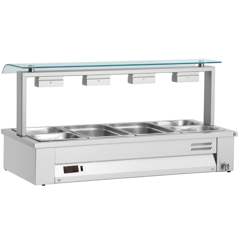 INOMAK Counter Top Bain Marie With Sneeze Guard 4x GN1/1