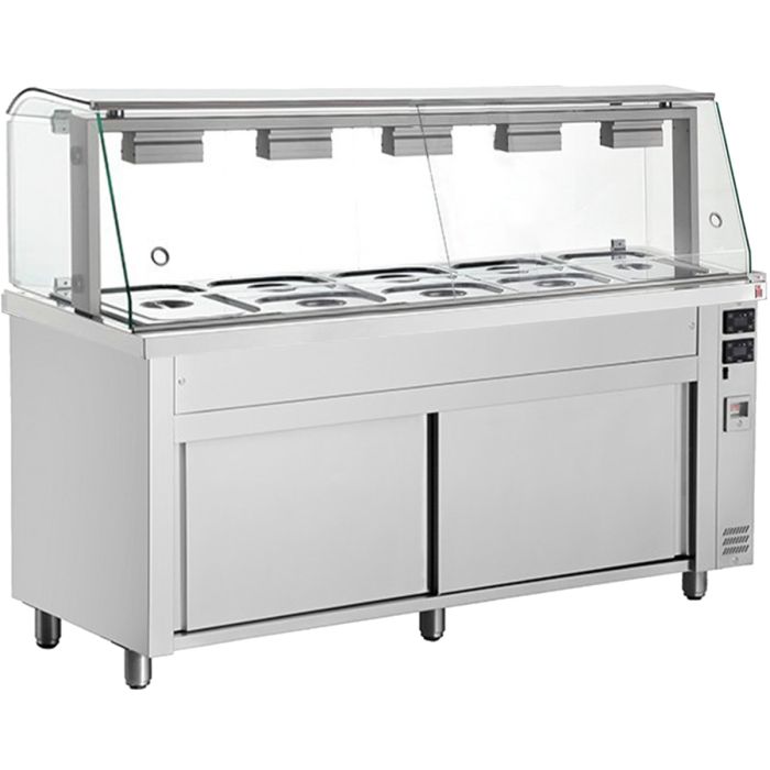 INOMAK Bain Marie with glass structure 5 x GN1/1