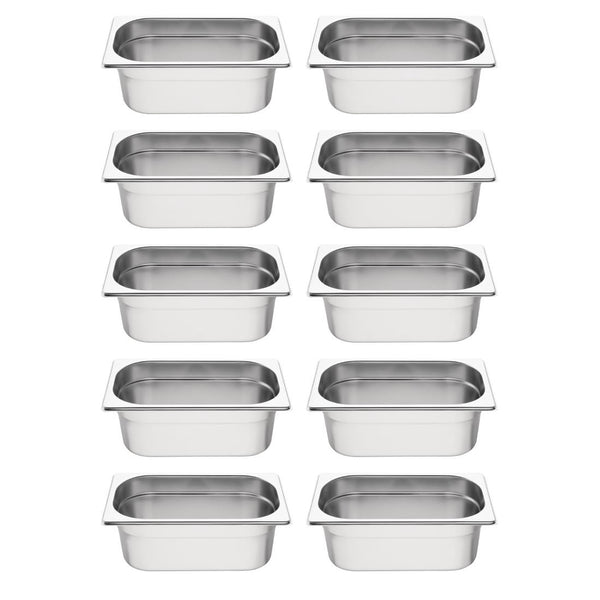 Vogue Stainless Steel Gastronorm Container Kit 1/4 (10 Pack)
