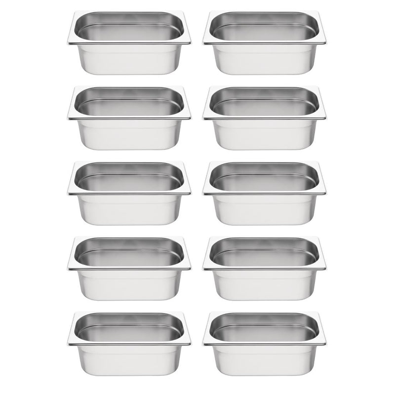 Vogue Stainless Steel Gastronorm Container Kit 1/4 (10 Pack)