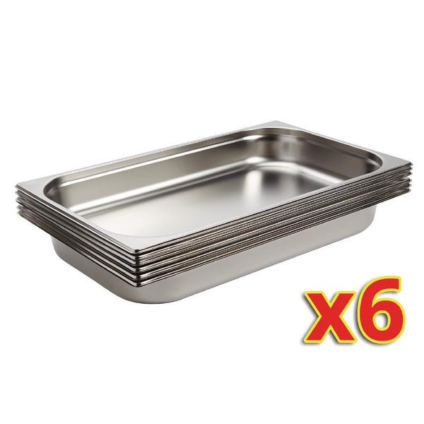 Vogue Stainless Steel 1/1 Gastronorm Trays 65mm (6 Pack)