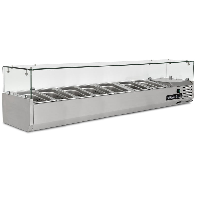 BLIZZARD 1.5m Glass Canopy 1/4 Gastronorm Prep Top