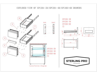Sterling Pro Cobus 6 Drawer Undermounted Counter, 368 Litres