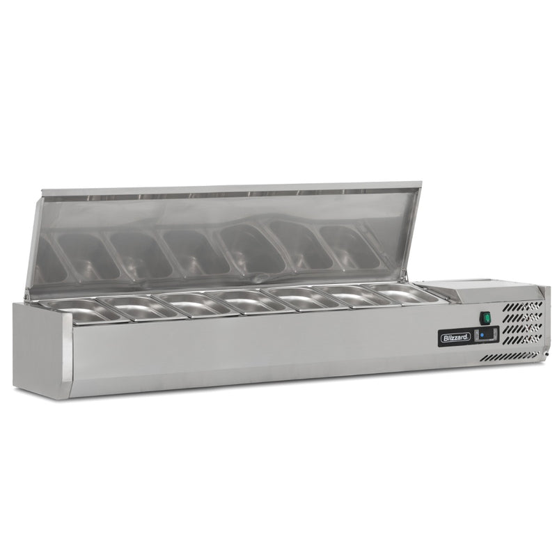 BLIZZARD 1.5m Hinged 1/4 Gastronorm Prep Top