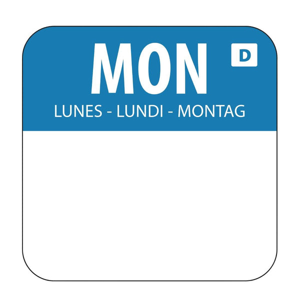 Hygiplas Dissolvable Food Rotation Labels Monday (1000 Pack)