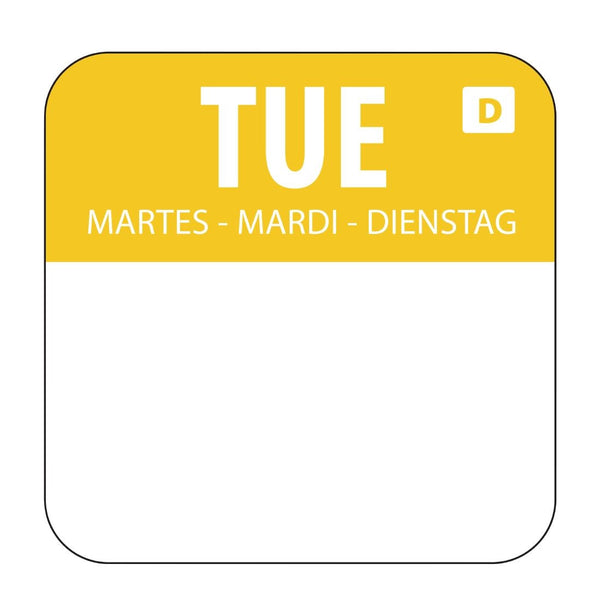 Hygiplas Dissolvable Food Rotation Labels Tuesday (1000 Pack)
