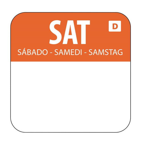 Hygiplas Dissolvable Food Rotation Labels Saturday (1000 Pack)