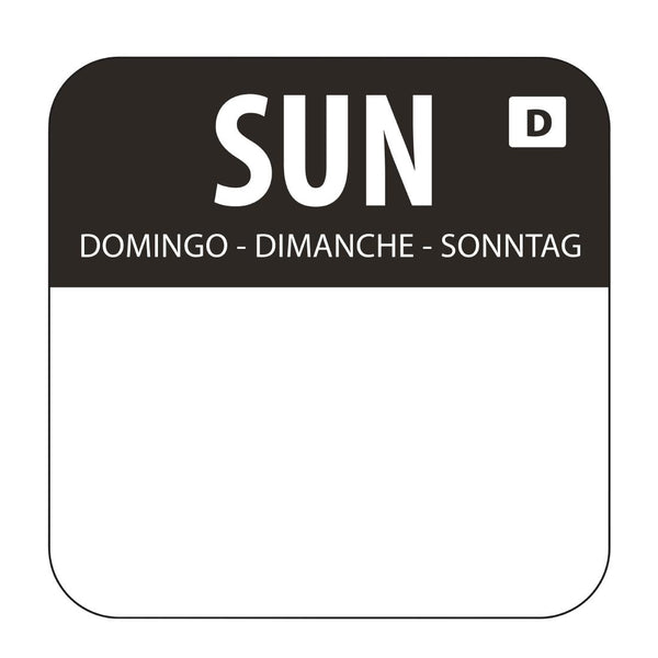 Hygiplas Dissolvable Food Rotation Labels Sunday (1000 Pack)