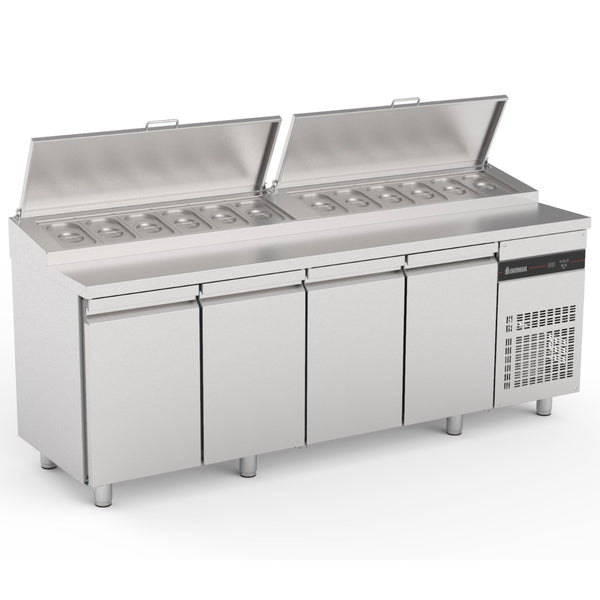 INOMAK Four Hinged Door Gastronorm Prep Counter With Raised Collar