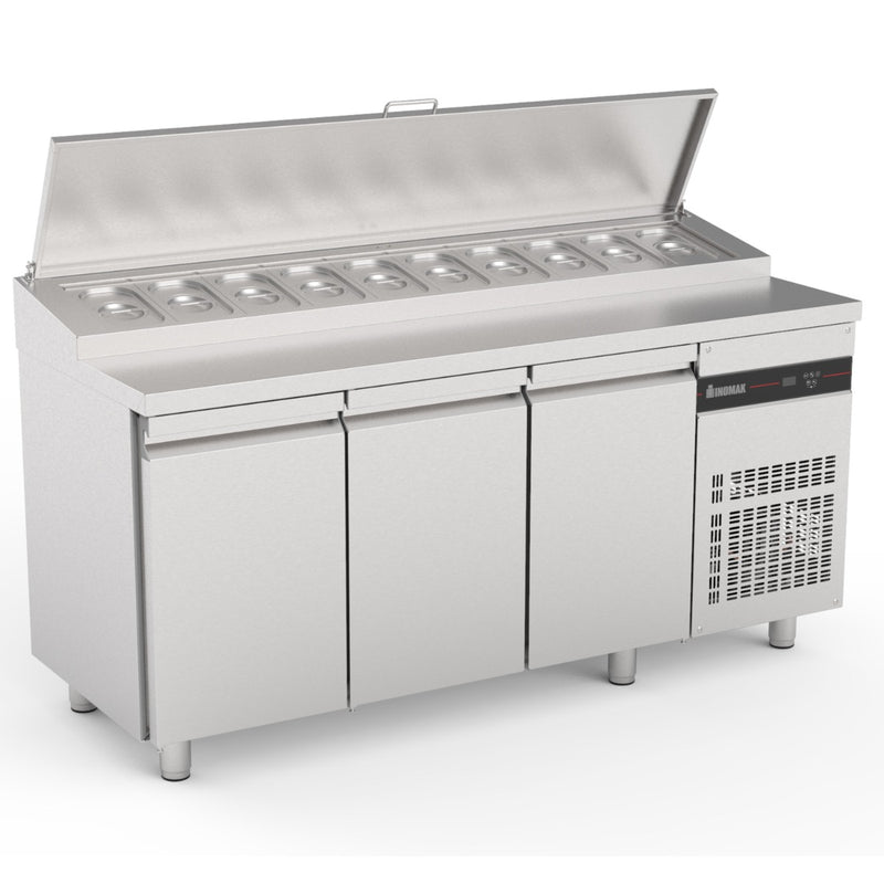 INOMAK Triple Hinged Door Gastronorm Prep Counter With Raised Collar